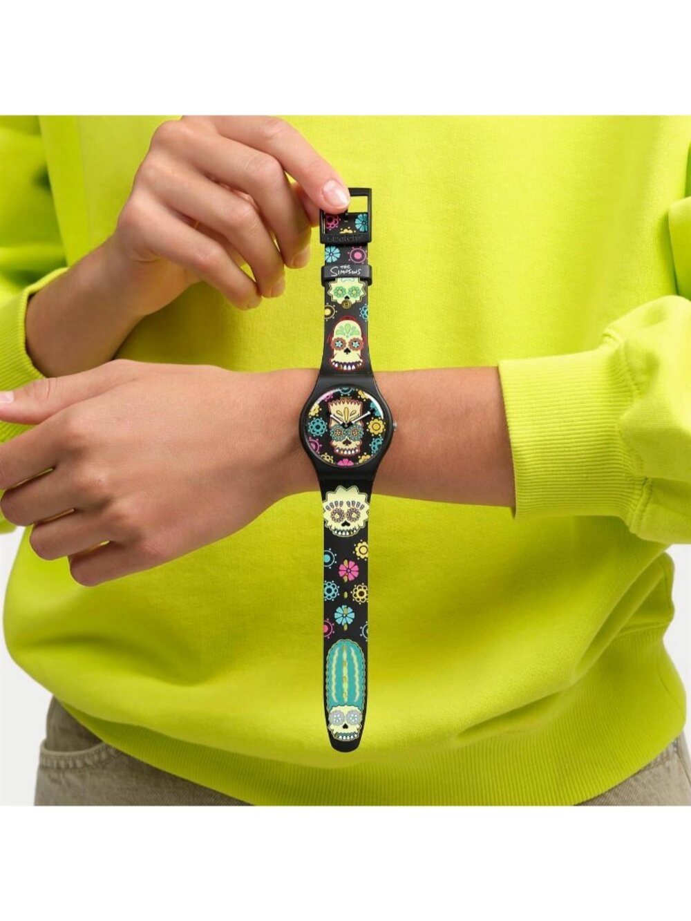 Unisex Black Polymer Gent Biosourced Lacquered Waterproof D'Oh of The Dead Watch - Picture 5 of 6